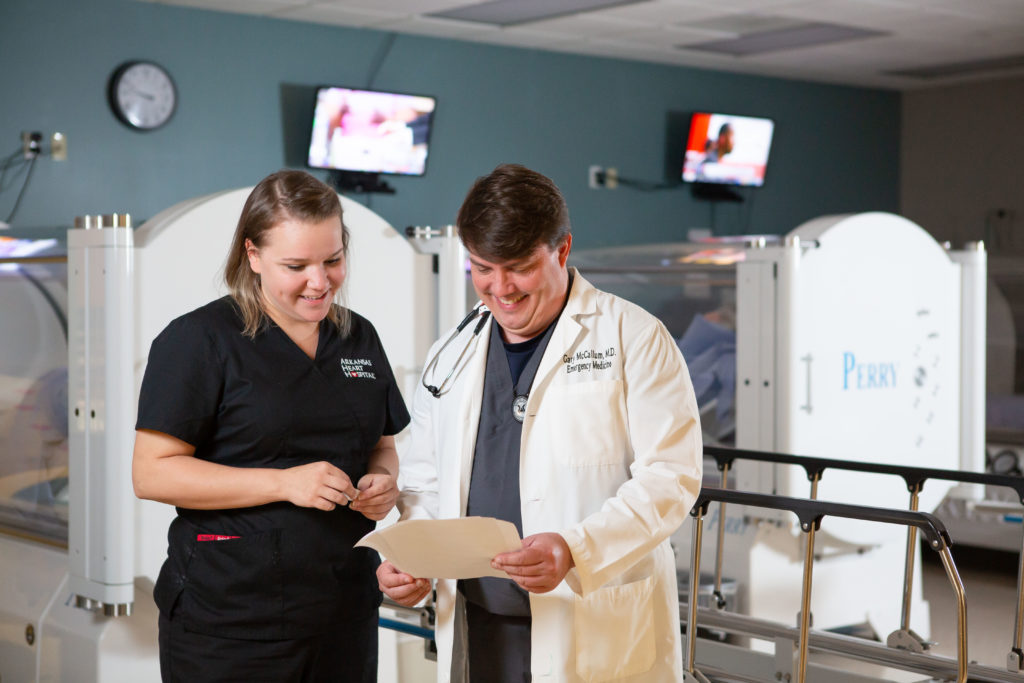 Wound doctor in hyperbaric clinic